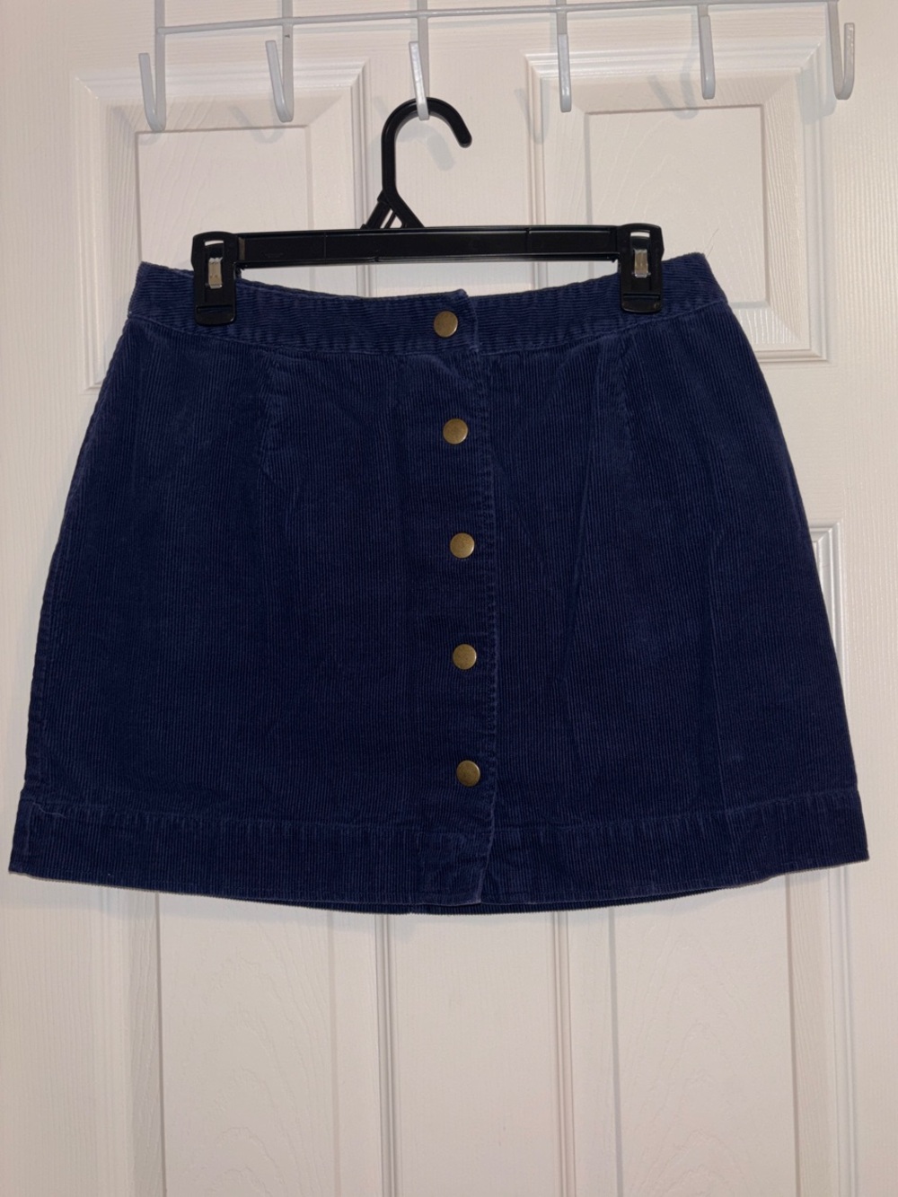 Button-Front Corduroy Navy Mini Skirt - size 4